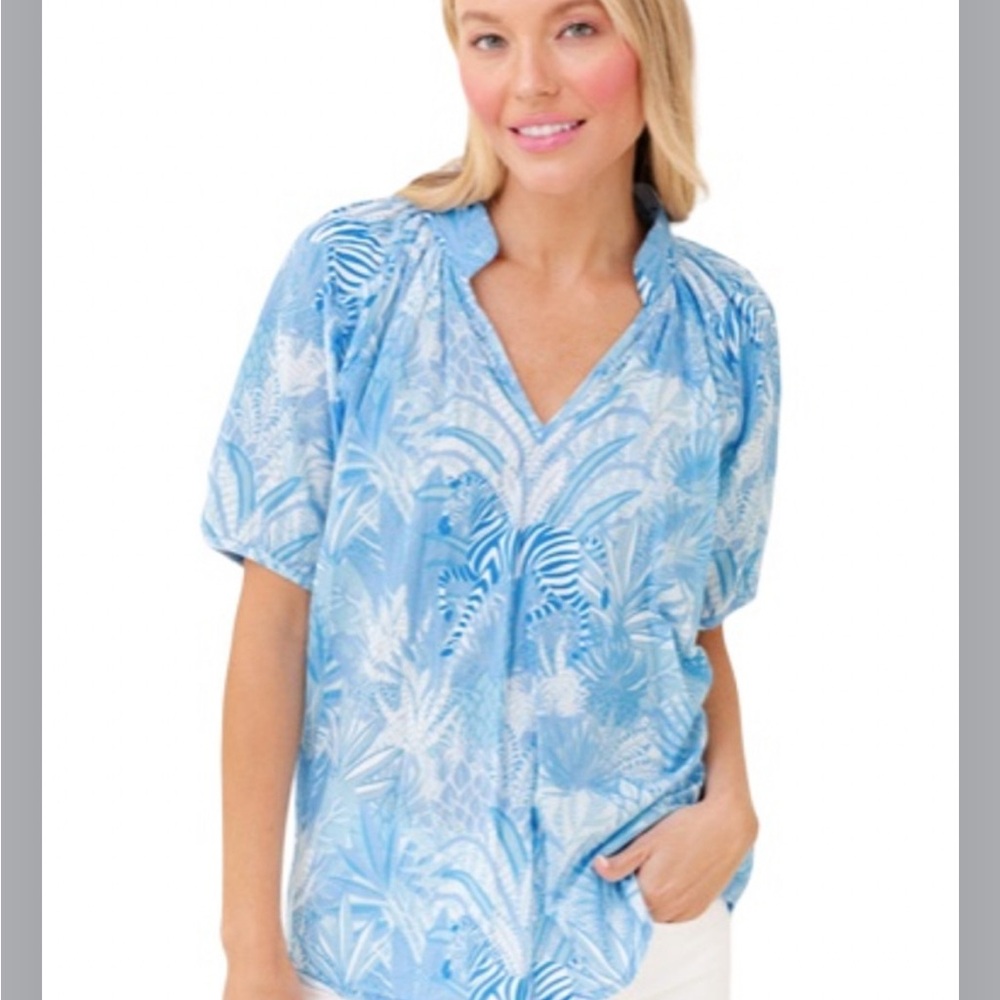 Sheridan French Dana Blouse, French Blue Zebra